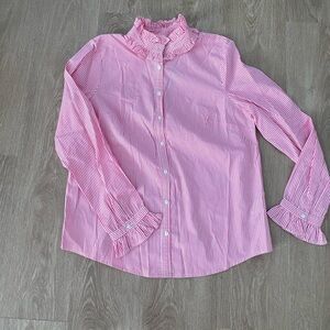 Pink and white button up Jcrew blouse!
